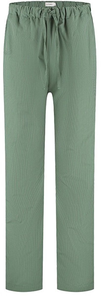 Yumeko pyjamabroek unisex katoen TENCEL™ groen/wit stripe s
