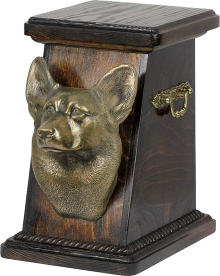Elegante urn voor hondenas met beeld van Pembroke Welsh Corgi