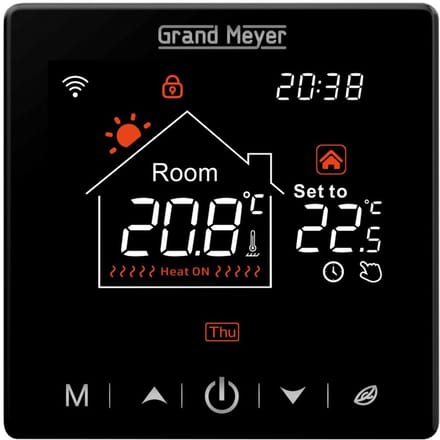 Programmeertbare Wi-Fi thermostaat SN-20, 16A, 230 V, Zwart
