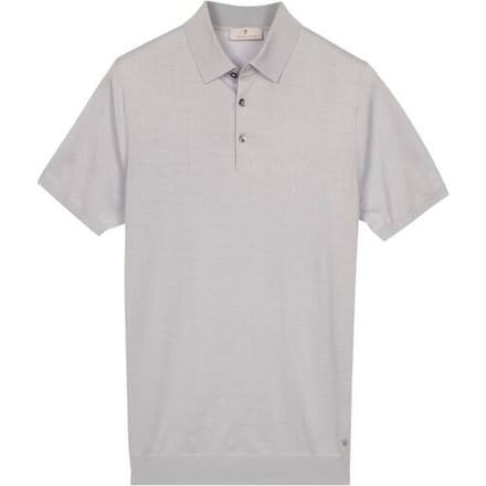 Thomas Maine Polo Pullover Fine Merino Single Knit Ice Blue / male