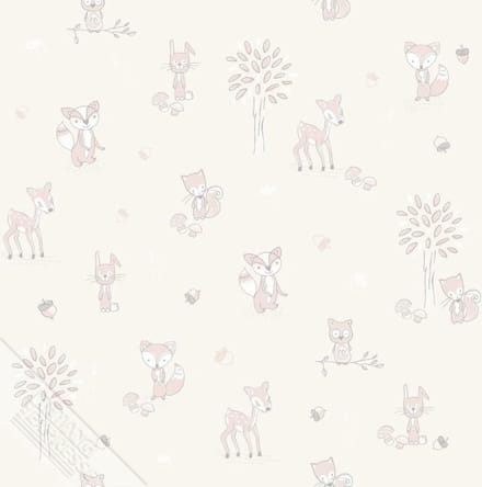 INGK Behang - Puck & Rose - Kinderbehang - Dieren Beige/Roze
