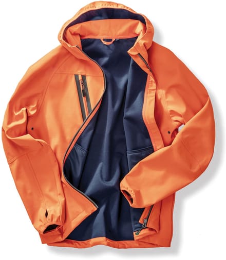 Result 3-Layer Recycled Printable Hooded Casual Unisex Softshell Jacket RT909 - Orange/Navy - L