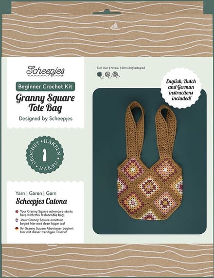 Scheepjes - Beginner haakkit Granny square tas goud