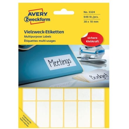 Huismerk Avery 3324 Handmatige Etiket 38x18mm Wit