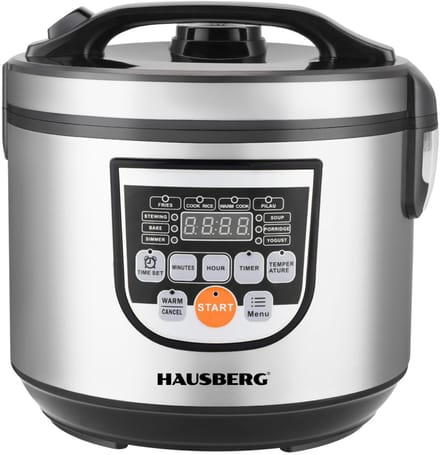 Hausberg HB-1311IN Digitale Elektrische Kookpot 5 L – RVS, 760-900 W, Instelbare Temperatuur 80-200 °C + Timer