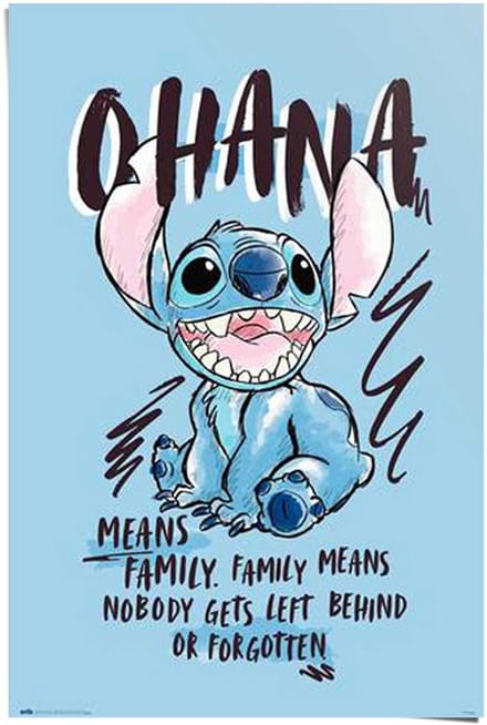 Poster Disney Stitch Ohana - 91,5 x 61 - Papier - REINDERS