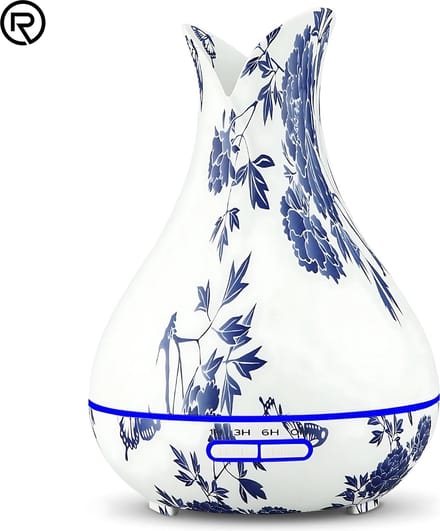 Aroma Diffuser Delftsblauw + 10ML Essentiele Olie - Luchtbevochtiger Aromatherapie - Geurverspreider - 400 ML