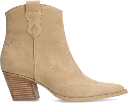 Manfield - Dames - Beige suède cowboy laarzen - Maat 41