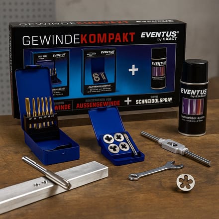 Exact Gewinde Kompakt Set 70603 – Tap- en Draadsnijset M3‑M12 – Met Snijolie