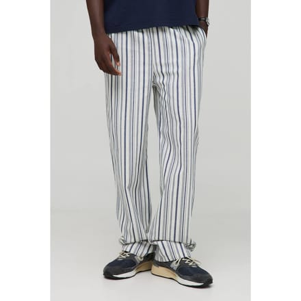 Elastische Taille Relaxte Gestreepte Broeken met Linnen Look Trousers | Blue | Size Small