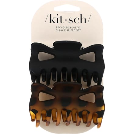 Kitsch, grande pince à griffes, noire et fourre-tout, lot de 2 white
