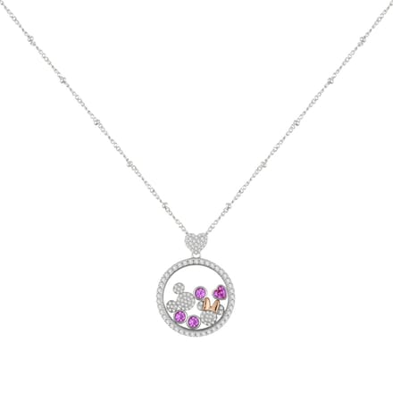 Mickey & Minnie Floating Stone Necklace