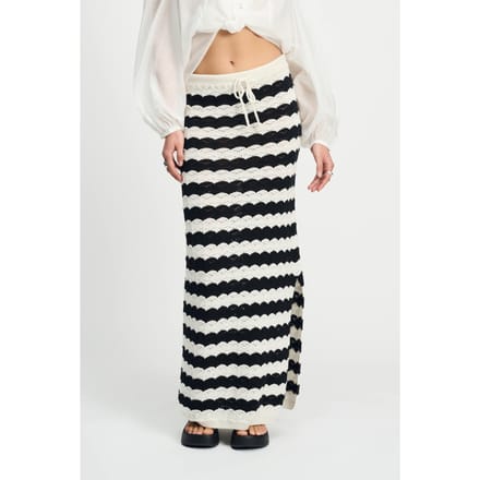 POM Amsterdam Skirt - Crochet Black White Größe: 34 | Maxiröcke Outlet | Damen | Schwarz