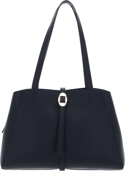 COCCINELLE Leren Schoudertas Shopper Chara Handbag Grained Leather Midnight Blue Donkerblauw