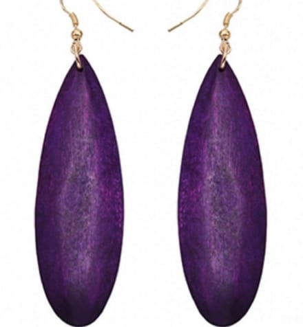 Zilveren Oorhanger -Luci -paars -hout- lang- Charme Bijoux