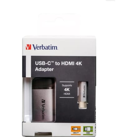 Verbatim 49143 USB-C Adapter [1x USB-C stekker - 1x HDMI-bus] Zilver (mat) 0.10 m