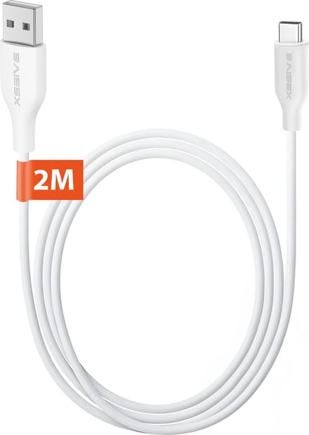Lange USB A naar USB C Kabel 2 Meter - Quick Charge - Duurzaam en Knoopvrij - 5x Langere Levensduur - USB-A naar USB-C - Snellader