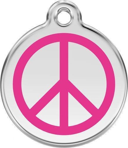 Red Dingo Hondenpenning 20 mm peace hard roze