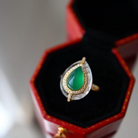 Royal Pear-cut Green Onyx Ring – Verstelbaar