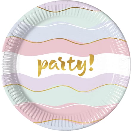 Vegaoo - 8 Kartonnen Borden Elegant Party Pastel 23 cm Gouden Golven