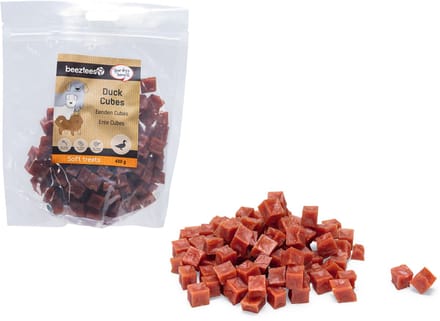 Beeztees Tasty Treats Eenden Cubes - Hondensnacks - Hondenkoekjes - Hondensnoepjes - 400 gram