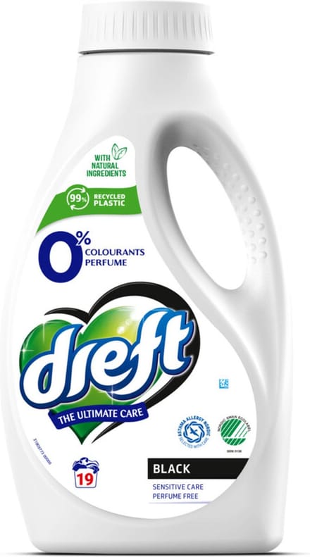 Dreft Vloeibaar Wasmiddel 0% Donkere Was 19 Wasbeurten 988 ml