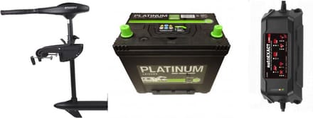 Fluistermotor 30LBS + 110ah accu + 10ah acculader