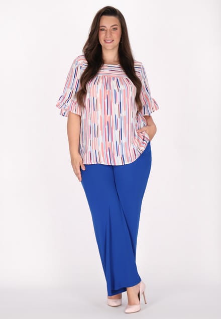 usha Grote maat blouse Dames Witte strepen