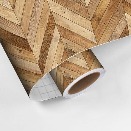 Vloersticker - Gemengd houtnerfpatroon (chevron) - Antislip beschermfolie - 60x200cm