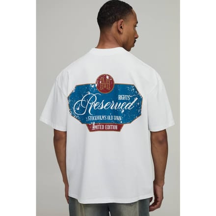 Wit Oversized T-shirt Met Reserved Opdruk | White | Size Small