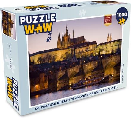 Puzzel Praagse Burcht - Rivier - Avond - Legpuzzel - Puzzel 1000 stukjes volwassenen