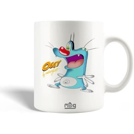 Mug en Céramique - Oggy et les Cafards - 30 cl - Compatible lave-vaisselle - Rond - Blanc