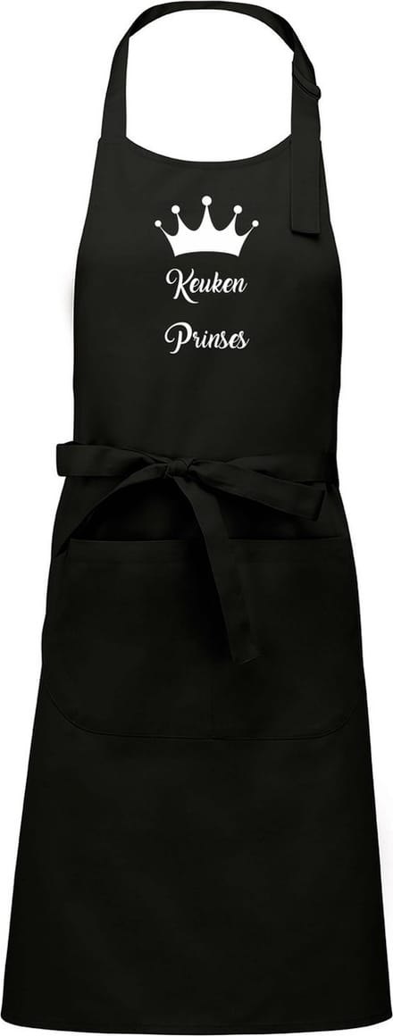 mijncadeautje - luxe schort - keukenprinses met kroon - zwart