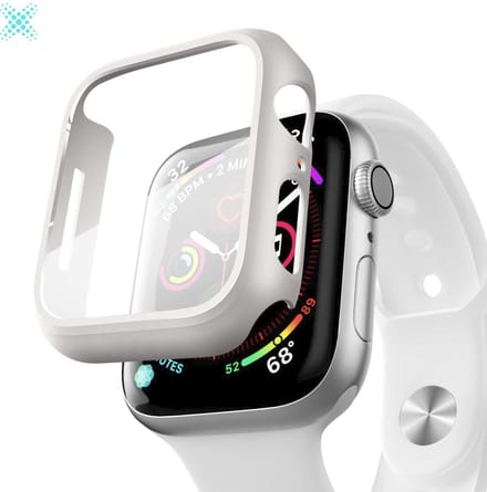 MY PROTECT - Hoesje Geschikt Voor Apple Watch 41mm - Bescherm Case & Screenprotector In 1 - Wit