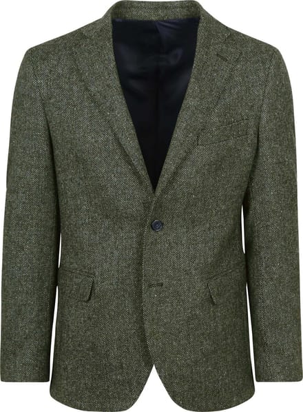 Suitable Birds Eye Colbert Merinowol Groen - Maat 54 - Heren blazer