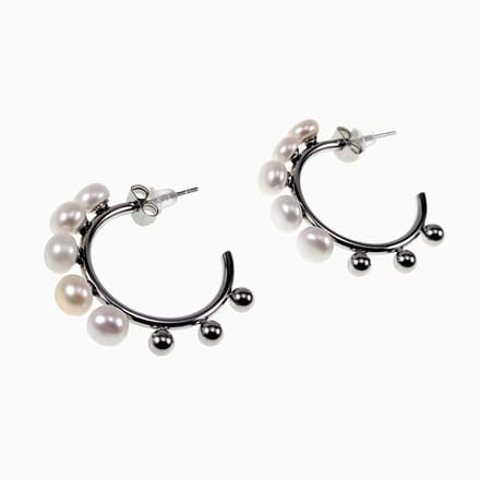 Dottilove Open Oorringen Dames - 14k Wit Goud Plated RVS - Oorbellen met Witte Parel