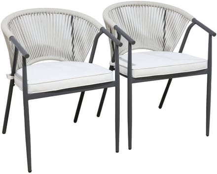 sweeek - Set van 2 stapelbare stoelen van staal en touw - liora