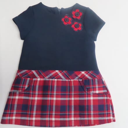 Jurk - Meisje - Marine met rood - 6 maand 68