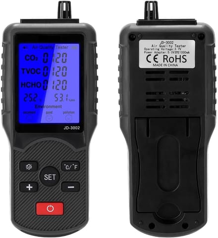 Luchtkwaliteitsmeter 8-in-1 - CO2-meter Tester - Lucht Meten - Digitale Sensor - 176 x 73 x 29 mm - Wit