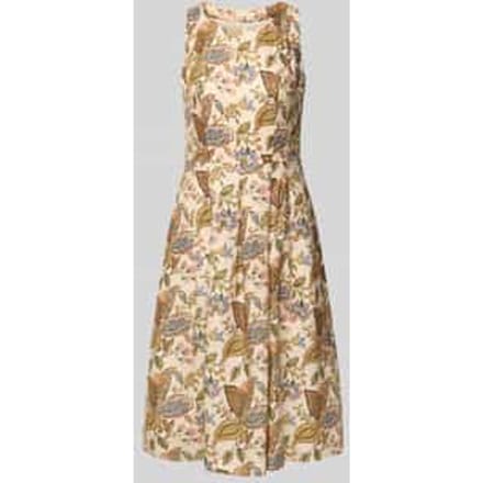 Midi-jurk van linnen in allover-look