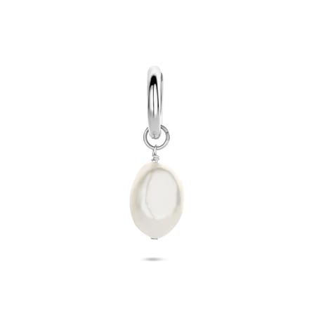 Zilveren gerhodineerde oorring parel per stuk 18 mm - 1341006