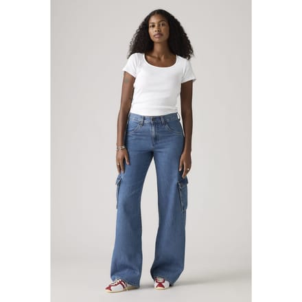 Levi's Superlow Loose Cargo Dnm All Over Blue Maat: W32L32 | Cargobroeken Outlet | Dames | Blauw