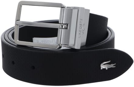LACOSTE Leren riem Casual Plain Grained Leather Belt W105 Noir zwart