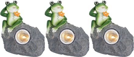 Livarnolux Decoratieve led solar lampen met kikker 3 stuks