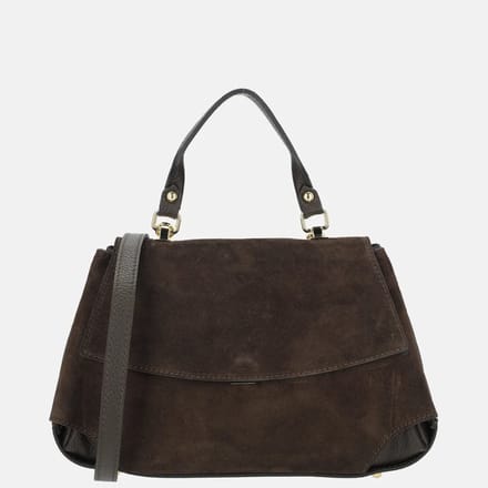 Charm London overslag handtas suede donkerbruin