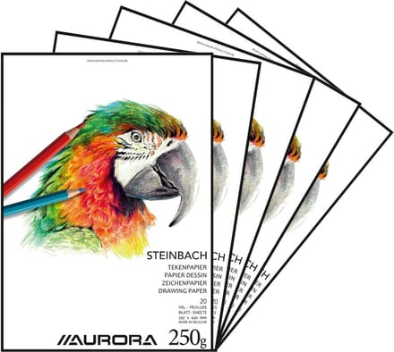 Aurora Tekenblok - Steinbach - A3 - 297x420mm - 250gr - 20 vel Tekenpapier - 5 stuks