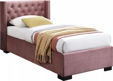 Vente-unique Bed met opbergruimte fluweel roze 90 x 200 cm