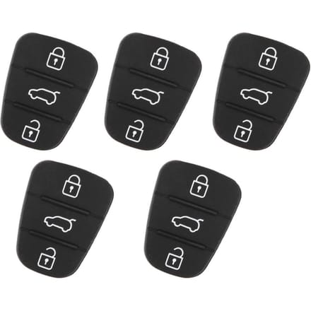 5 stuks Vervangende Afstandsbediening Autosleutel Shell Rubber 3 Knops Pad Geschikt voor Hyundai Geschikt voor Kia Without Lettering gray
