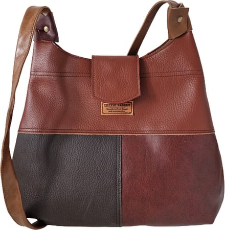 Toetie & Zo - Handgemaakte Tas - Leer - Bruin - Patchwork - Schoudertas - Leder - 33bx28hx9d