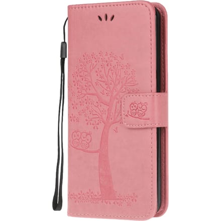Comfycase Samsung Galaxy S21 Ultra Uiltjes Bookcase Hoesje Roze
